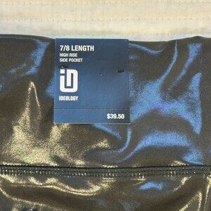 Ideology Foil Deep Black 7/8 High Rise Pocket Leggings Yoga Running Sz L NWT